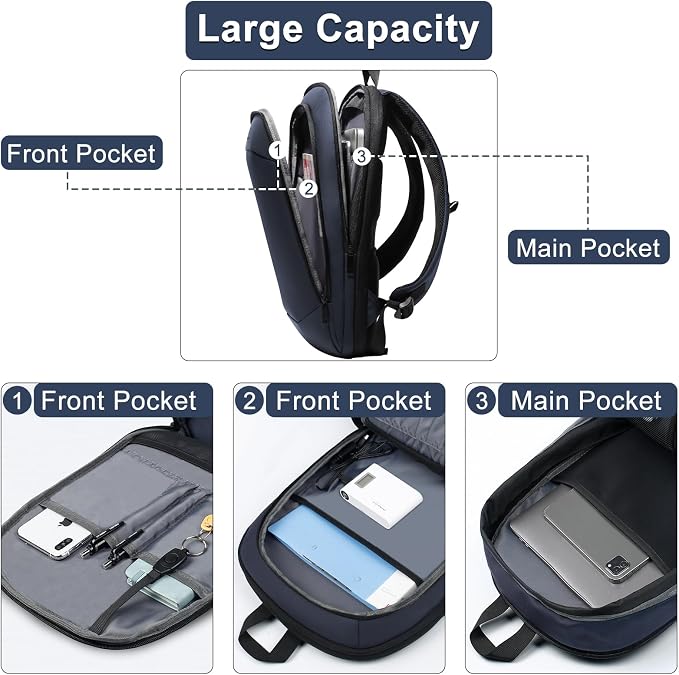 Business Backpack 17 Inch Slim Expandable Waterproof Travel Laptop Backpacks - Image 4