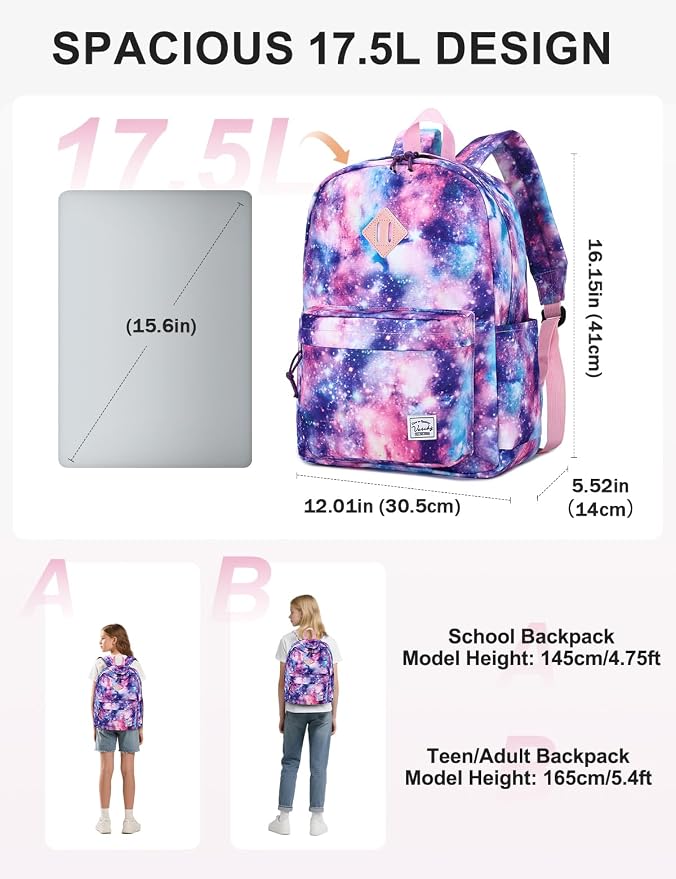 VASCHY Backpack for School, Lightweight Water Resistant Bookbag Casual Daypack - Image 2