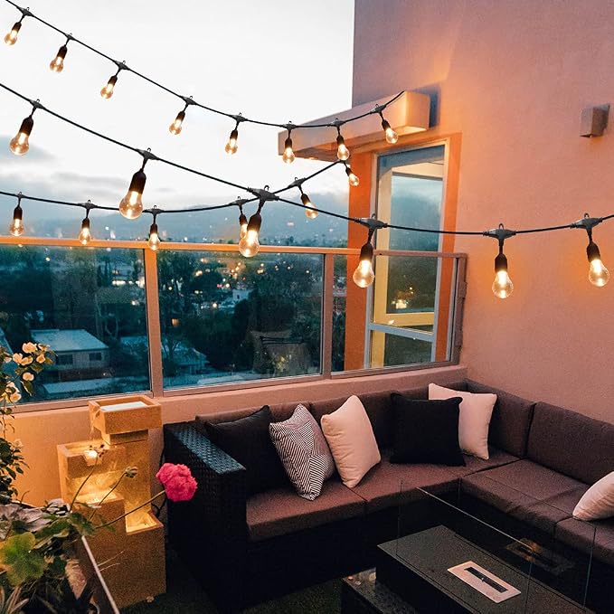 48FT Outdoor RGB String Lights, 16 Shatterproof Edison Bulbs, Dimmable Color - Image 5