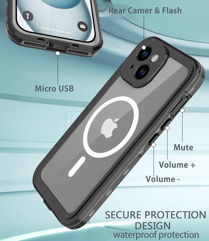for iPhone 15 Plus Case Waterproof, Full-Body Hard Case Built-in - Image 6