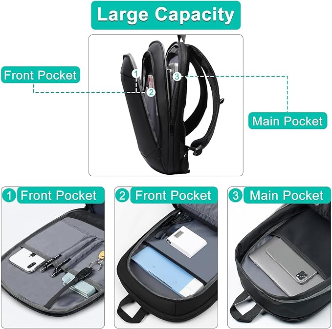 hk Business Backpack for Men 15.6 Inch, Slim & Expandable Waterproof Travel - Image 4