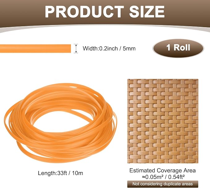 M METERXITY 1-Pack Wicker Repair Kit, 5mm x 33ft/10m Plastic Flat Rattan - Image 3