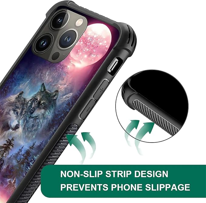 for iPhone 12 Pro Max Case, Star Two Wolfs Howling Pattern Graphic Design Girl - Image 6