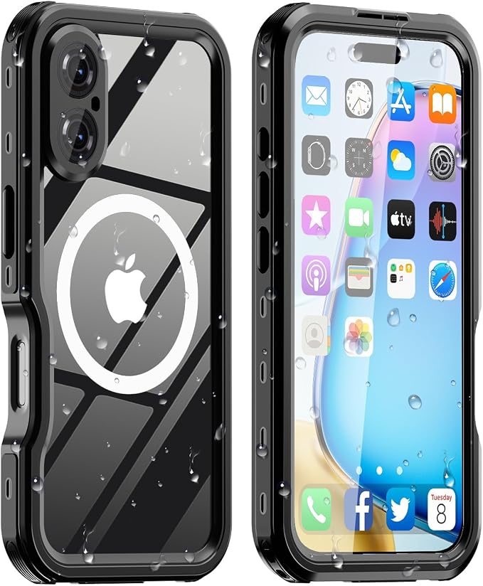 for iPhone 16 Case Waterproof, Full Body Underwater Dustproof Shockproof Case by Dewfoam