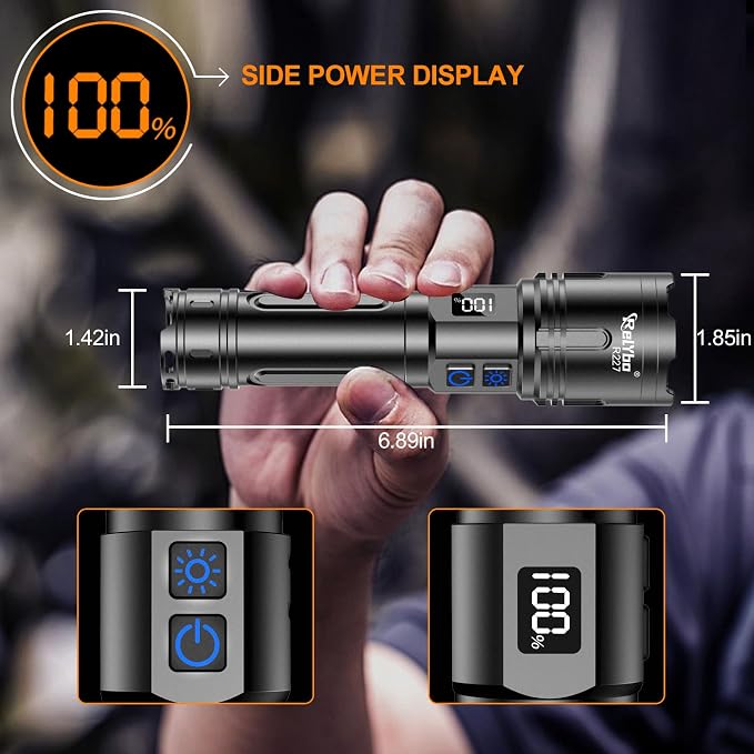Relybo Rechargeable Flashlights High Lumens, LED Flashlight 100000 Lumens - Image 6