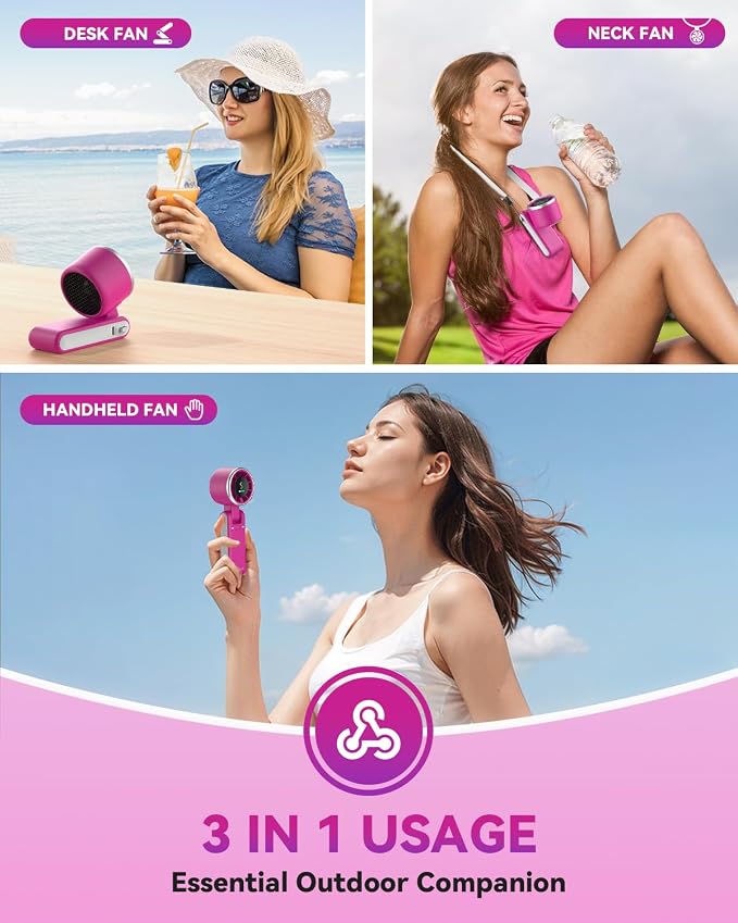 PlayHot Portable Handheld Turbo Fan, 5-Speed Personal Fans, 5000mAh - Image 3