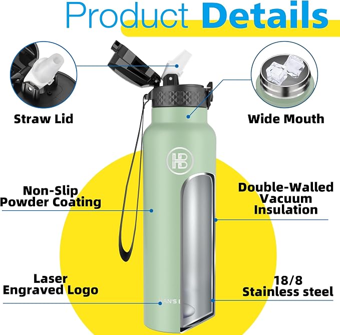 Han's Bottle Sports Water Bottle - 24 Oz - Image 5