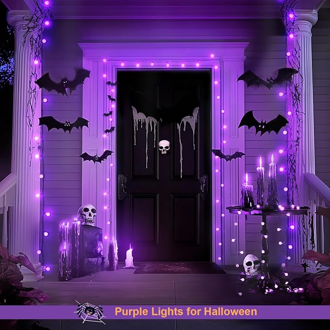 JMEXSUSS 100 LED Purple Globe String Lights Battery Operated, 33ft 8 Modes - Image 7