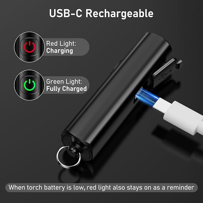 Blukar 2 Pack Rechargeable EDC Flashlight, 360L Mini Keychain Flash Light - Image 6