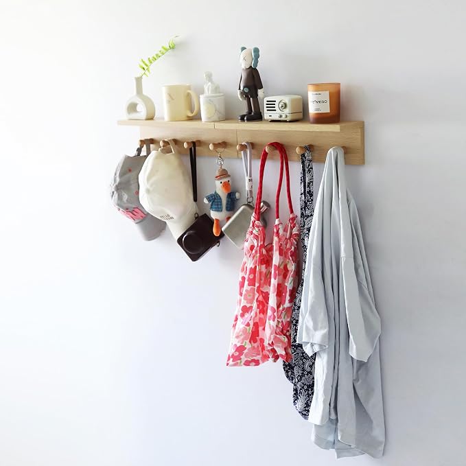 Entrance Coat Rack ，Coat Hooks, Wall-Mounted Wooden Hook Rack, Wall-Mounted - Image 3