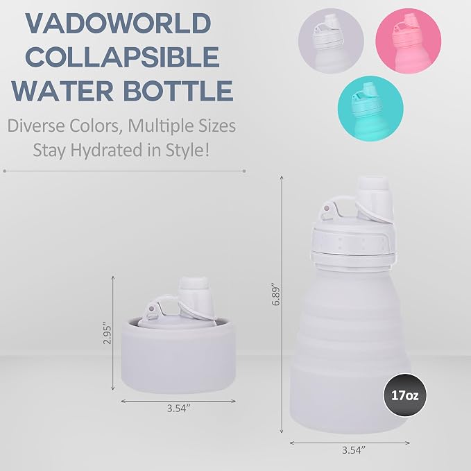 Collapsible Water Bottles 17oz, Odorless BPA-Free Silicone, Leak-Proof Foldable - Image 2