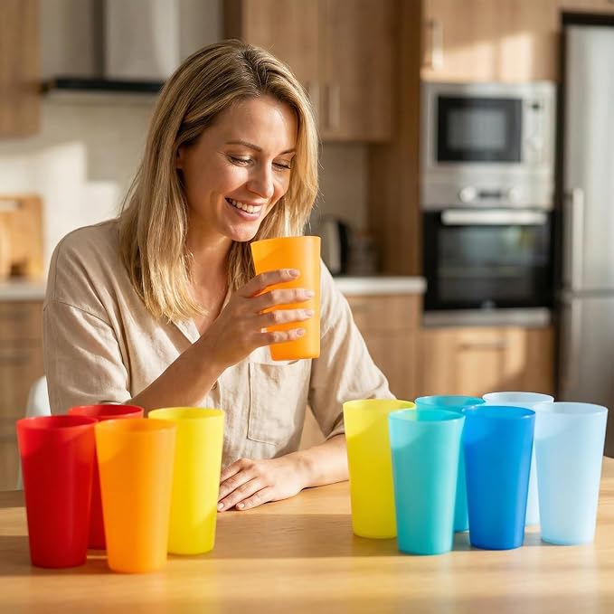 AOYITE Large Plastic Cups Reusable - 32 oz Water Tumblers Unbreakable Drinking - Image 4
