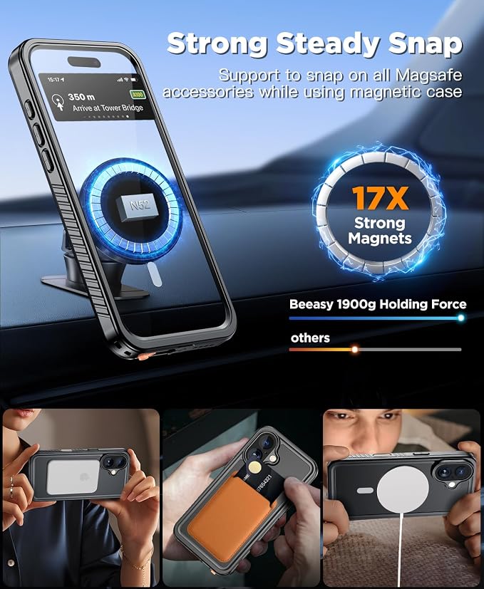 Beeasy for iPhone 12 Pro Waterproof Case, 360 Full Body Heavy Duty Phone Case - Image 5