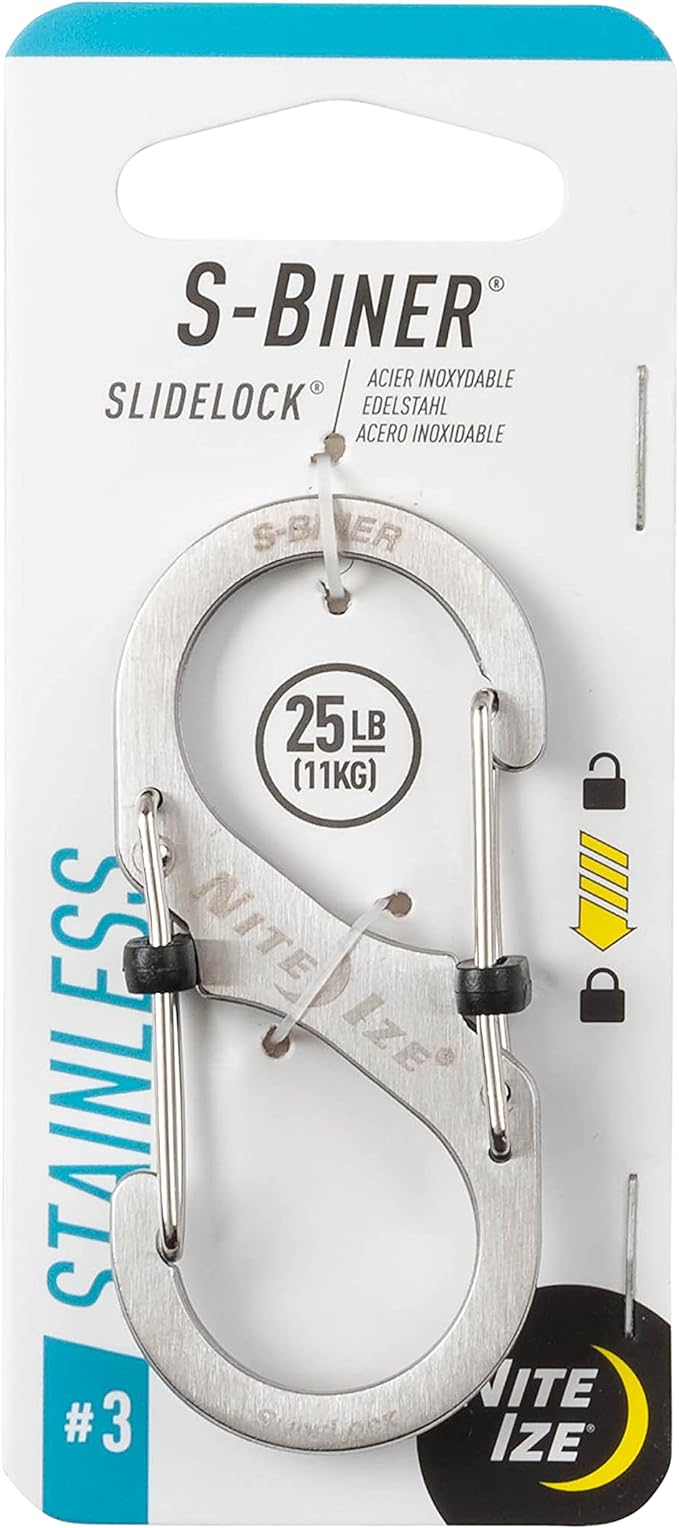 Nite Ize Size-3 S-Biner SlideLock Dual Carabiner, Locking Gates, Stainless Steel by NiteIze