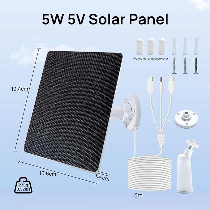 ECO-WORTHY Solar Panel for Ring Camera Outdoor Wireless, 5W Fast Charging - Image 2