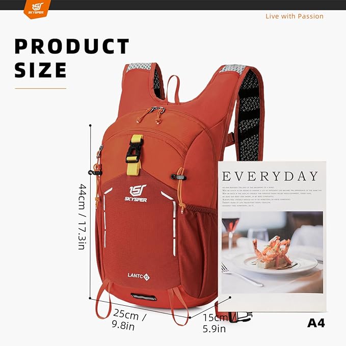 SKYSPER Small Hiking Backpack - 15L Travel Daypack Lightweight Bag Water - Image 6