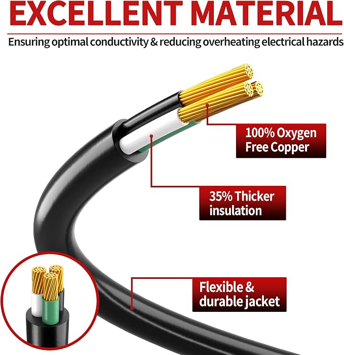 25 FT 12 Gauge Extension Cord Outdoor, Heavy Duty Weatherproof & Flame - Image 2