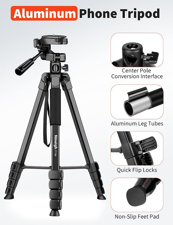 Nineigh 75" Phone Tripod Stand, Overhead Tripod - Image 6
