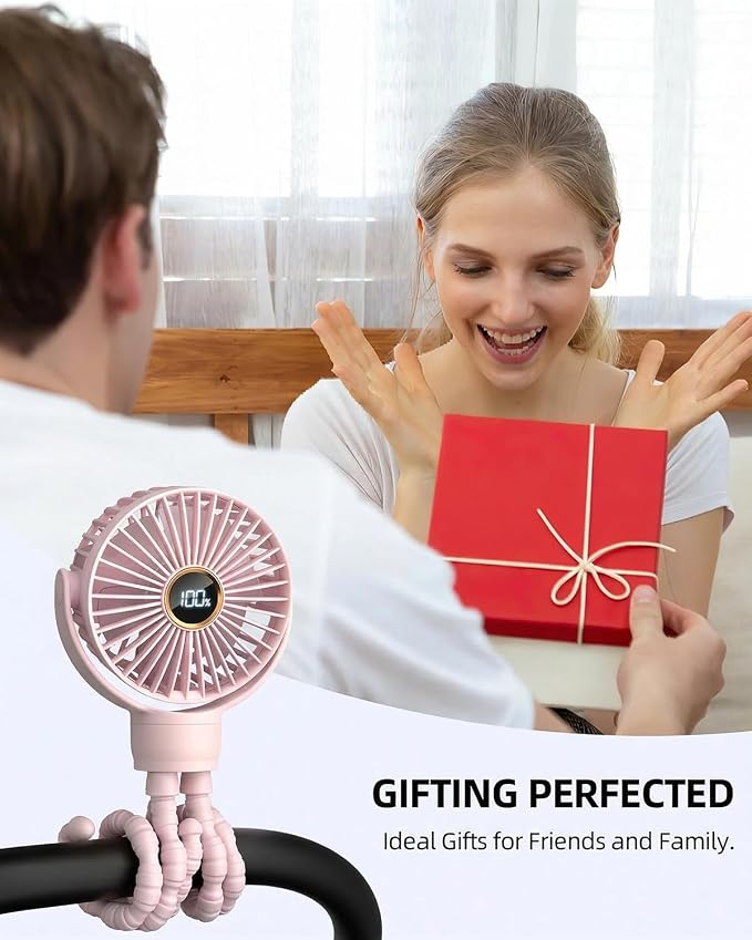 Portable Stroller Mini Fan, Small Rechargeable Personal Cooler w/ 360° Rotation - Image 7
