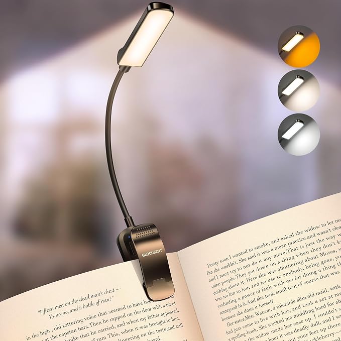 Glocusent 13 LEDs Book Lights for Reading at Night, 120 Hrs Runtime by GLOCUSENT