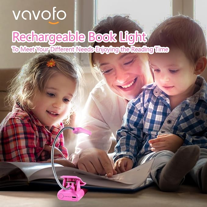 VAVOFO Rechargeable Book Light for Reading in Bed Kids, 7 LED Reading Light - Image 2