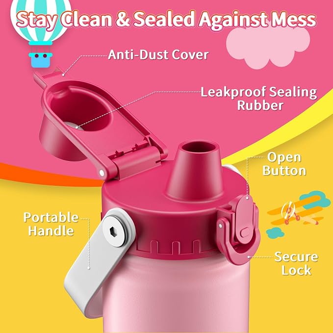baab 18oz Kids Water Bottle, Insulated Kids Water Bottle - Image 3