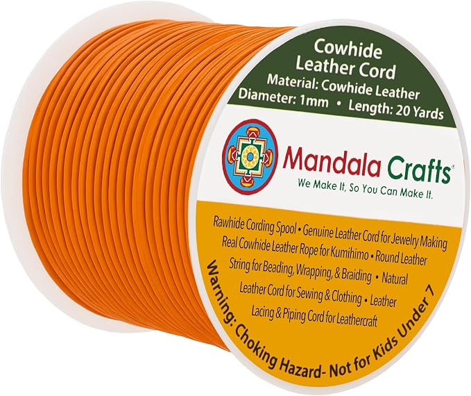 Mandala Crafts Round Genuine Orange Leather Cord by MandalaCrafts