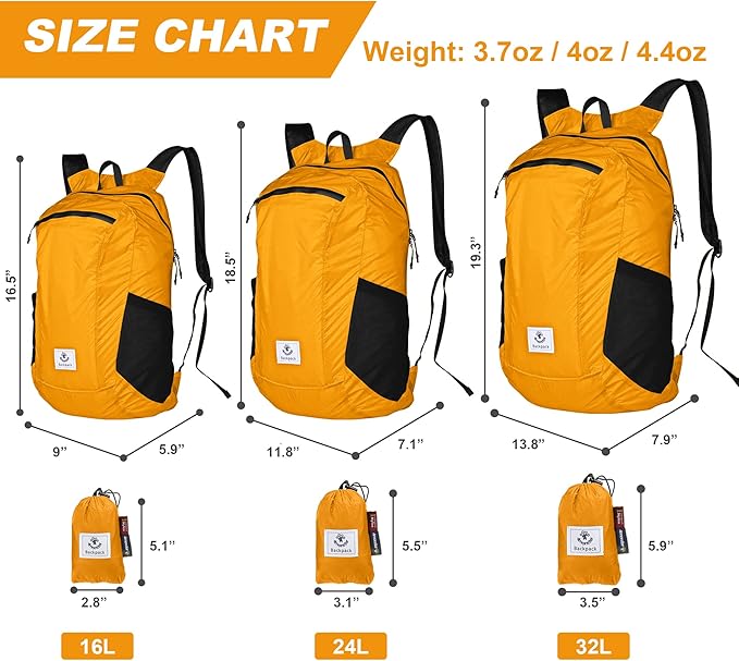 4Monster Hiking Daypack, Water Resistant Lightweight Packable Backpack - Image 3