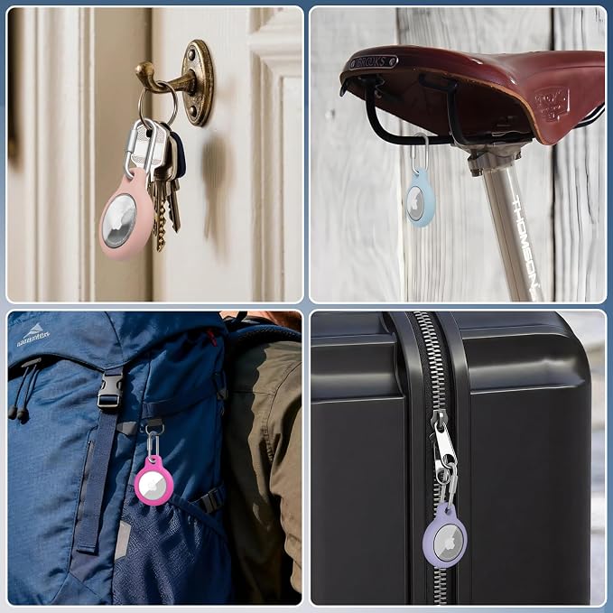 AirTag Holder with 304 Carabiner, 4 Pack IPX8 Waterproof Shockproof PC Hard Case - Image 7