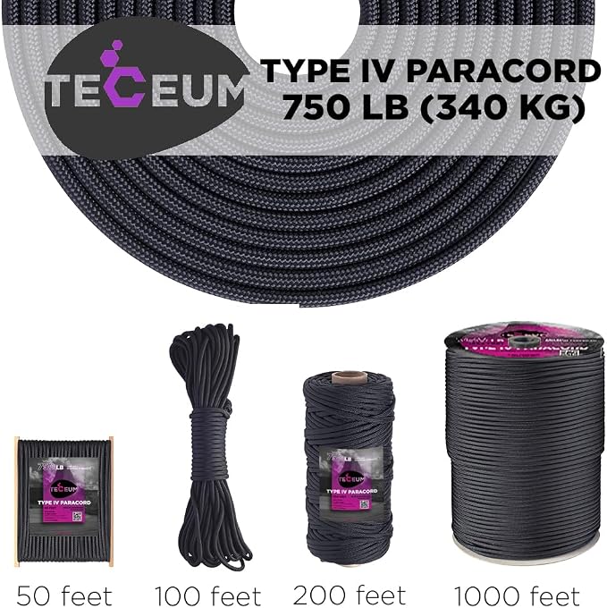 TECEUM 5/32" Paracord Rope 1000 – 1000ft / 200ft / 100ft / 50ft – Tactical - Image 9