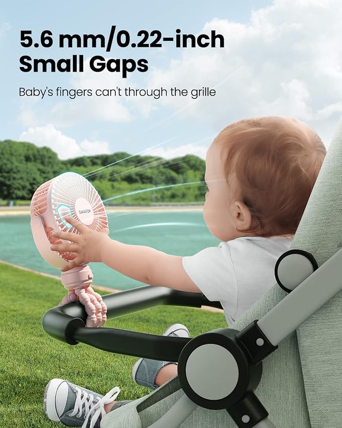 Gaiatop Mini Portable Stroller Fan, Battery Operated Small Clip on Fan - Image 2