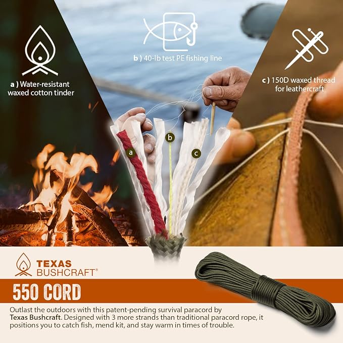 Texas Bushcraft Firecraft Cord Survival Bracelet – Paracord Bracelet - Image 5