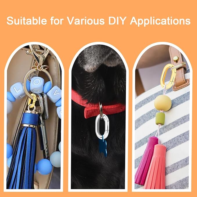 10Pack 3/4 Inch Small Oval Carabiner, Metal Spring Tiny Carabiner Clips - Image 6