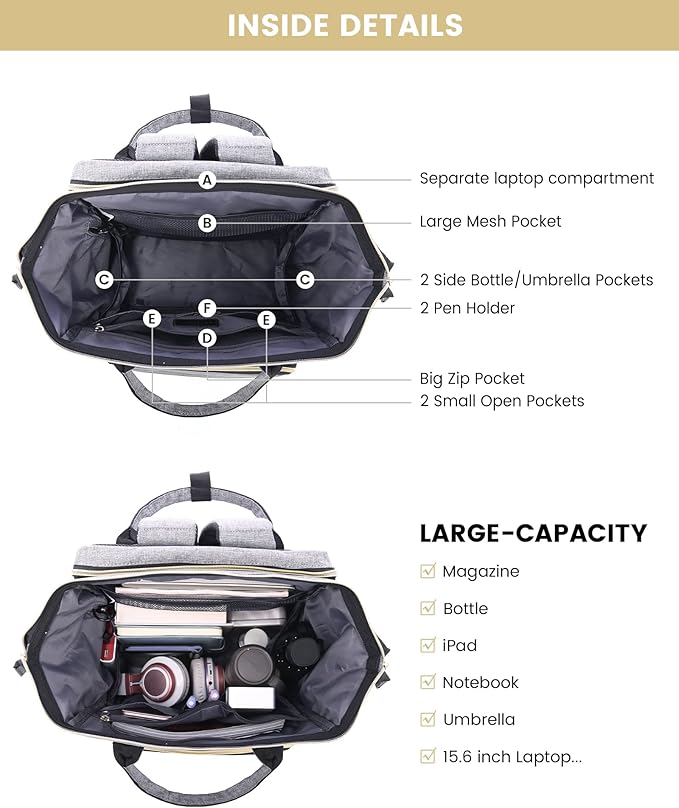 LOVEVOOK Laptop Backpack for Women, 15.6 Inch Travel Backpack - Image 4