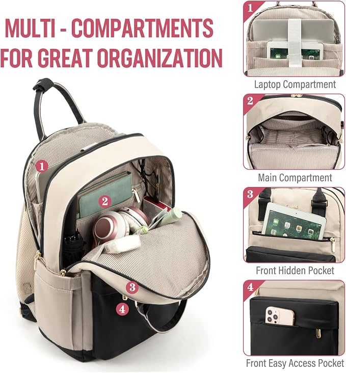 LOVEVOOK Laptop Backpack for Women Men 15.6 Inch Laptop Bag - Image 2