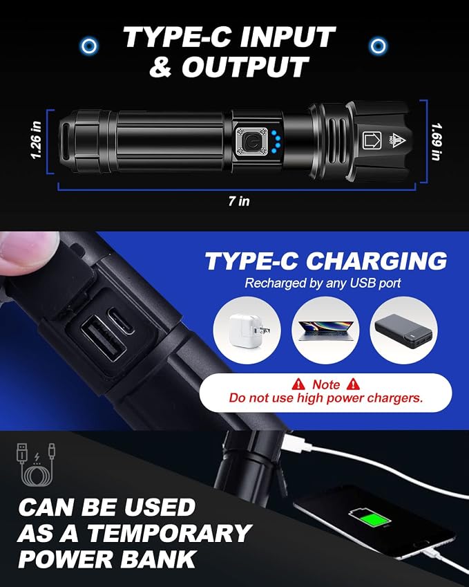 Victoper Rechargeable Flashlight, High Lumens Super Bright Flashlights - Image 6