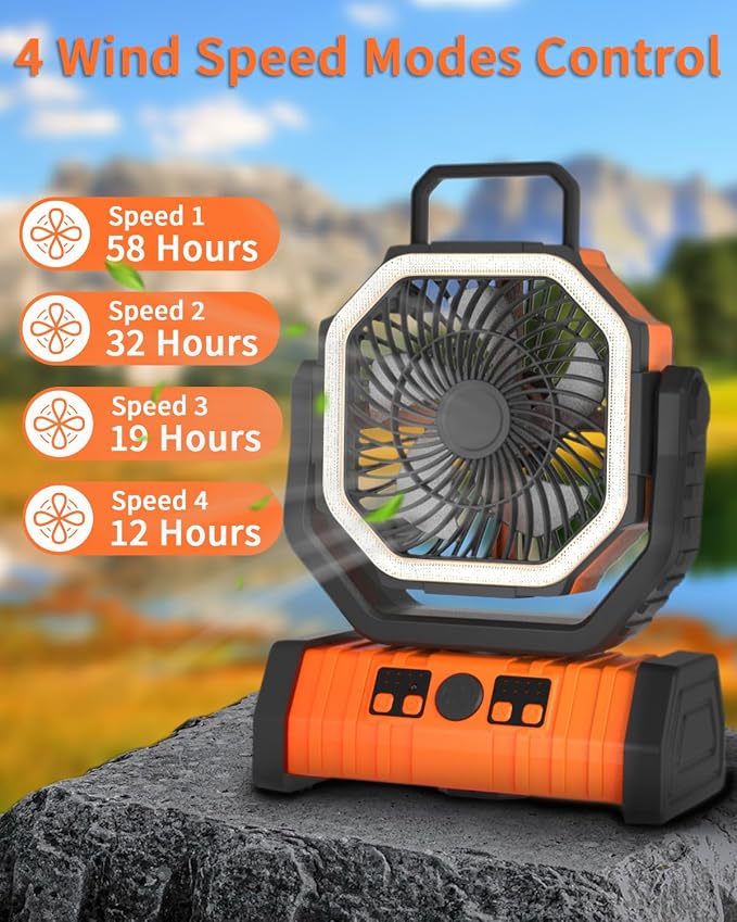 ADUST Camping Fan - 20000mAh Battery Powered Fan Battery Operated Rechargeable - Image 3