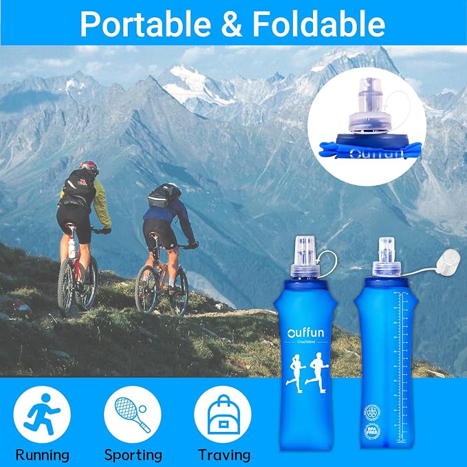 2 Pack Soft Water Bottle, TPU Collapsible Flask Foldable Bottles - Image 4