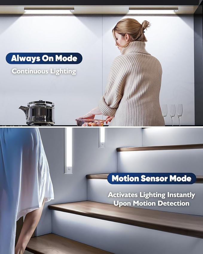 12'' Under Cabinet Lights, LED Rechargeable Battery Operated Motion Sensor - Image 5