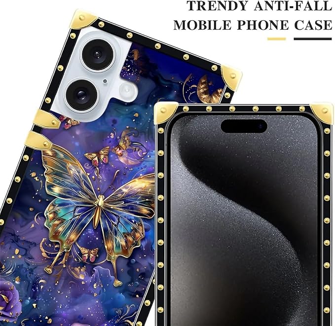 Compatible with iPhone 16 Plus Case, Glistening Golden Butterfly Vibrant Purple - Image 5