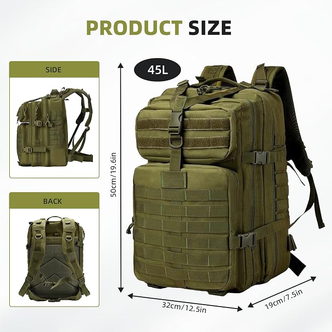 aiGear 45L Tactical Backpack for Men, All-Weather Military Assault Rucksack - Image 2