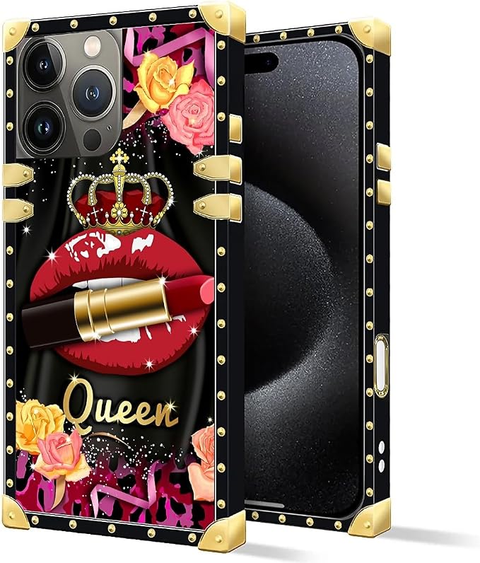 Compatible with iPhone 16 Pro Max Case, Queen Lip Crown Leopard Print Luxury - Image 2