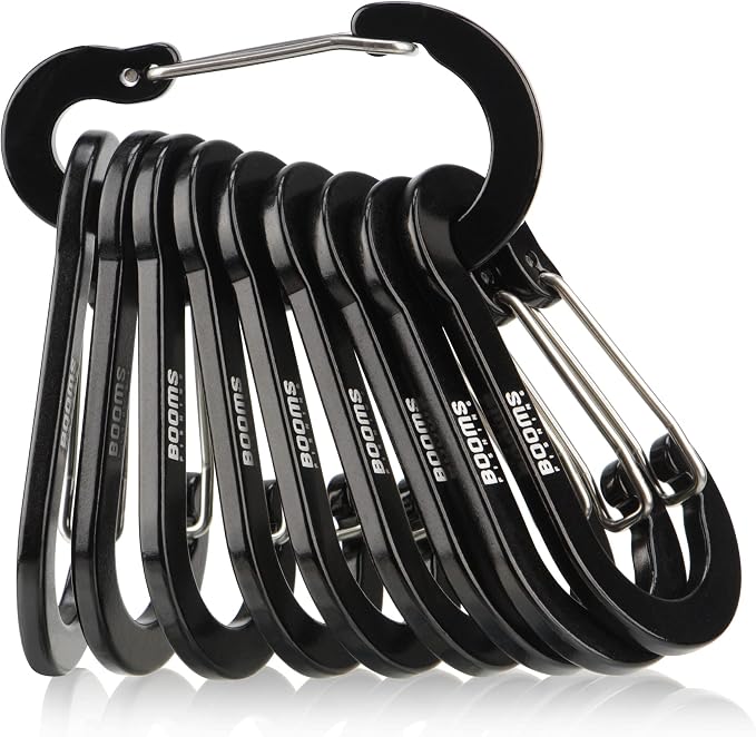 Booms Fishing CC5 Multi-Use Carabiner Clips, 10 Pack 2.7" Small Caribeener Clips by BoomsFishing