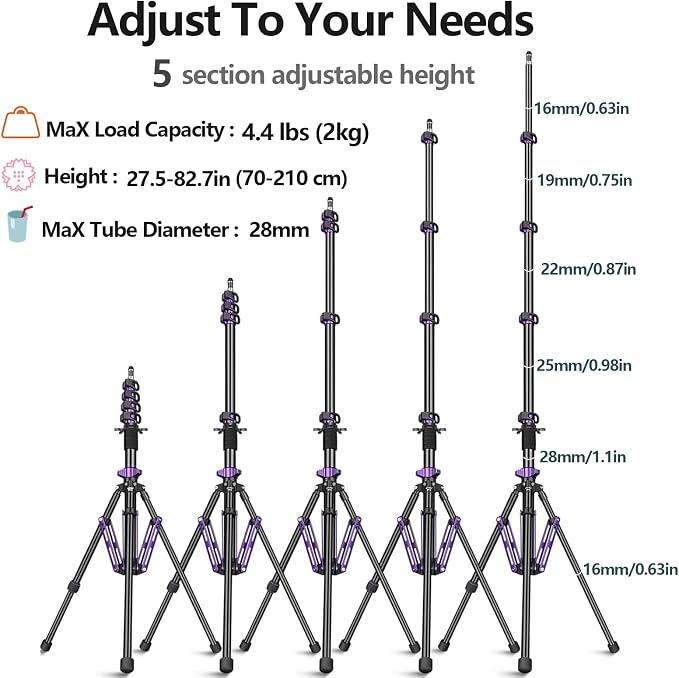 FreeSea Photography Aluminum Light Stand 83in/210cm, Travel Tripod - Image 4