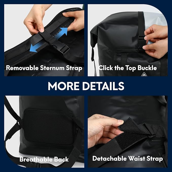Haimont 100L Waterproof Backpack Large Roll Top Dry Backpacks Marine Dry Bags - Image 5