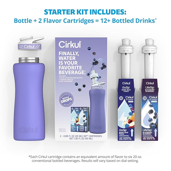 Cirkul 32oz. Matte Periwinkle Stainless Steel Water Bottle Starter Kit - Image 4