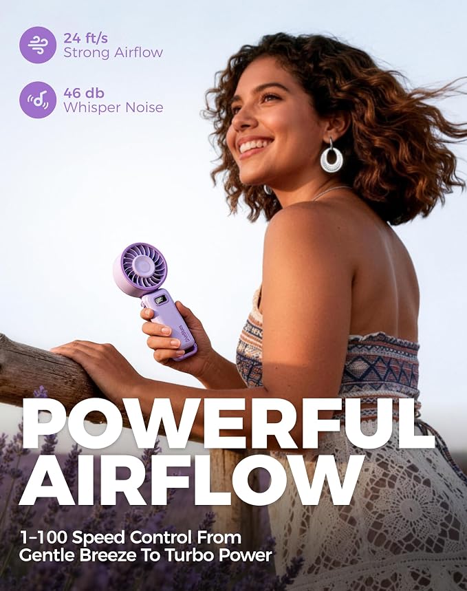 Diveblues Portable Turbo Fan, 100 Speed Handheld Fan - Image 2