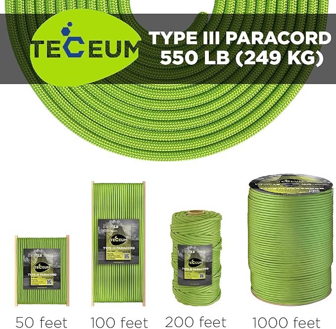 TECEUM 5/32" Paracord Rope 1000 – 1000ft / 200ft / 100ft / 50ft – Tactical - Image 9