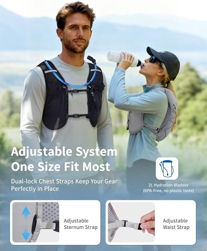 ECOHUB Running Hydration Vest Backpack, Lightweight Hydration Pack Bag Daypack - Image 5