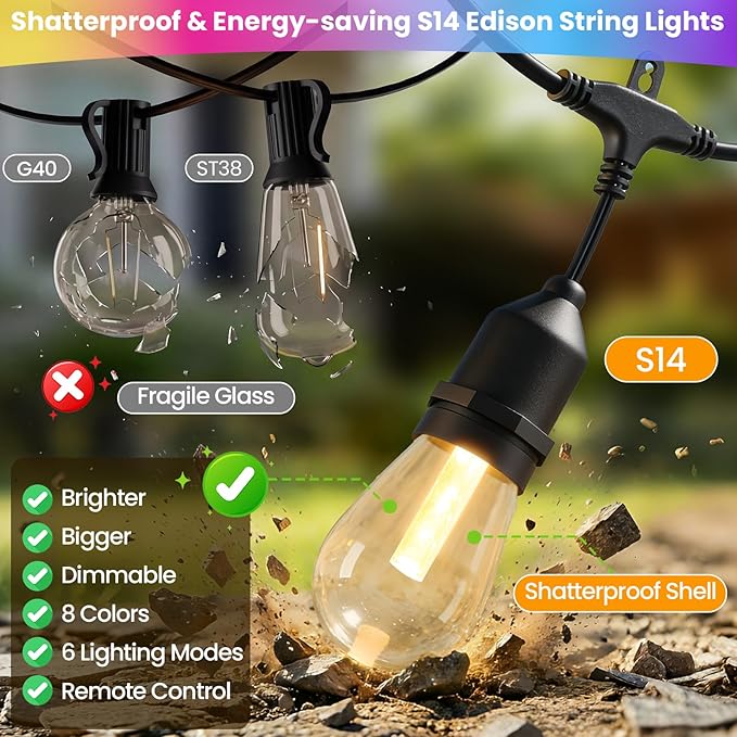 Larkvue 48FT RGBW Outdoor String Lights - Image 7